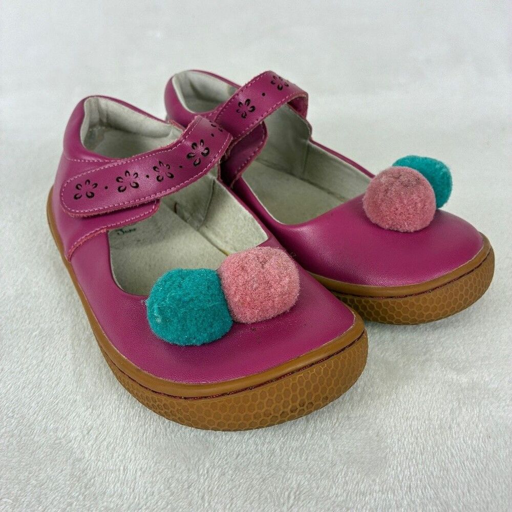 Livie Luca x Matilda Jane Girls Size 3 Pink Mary Jane Pom Pom Leather Whimsy